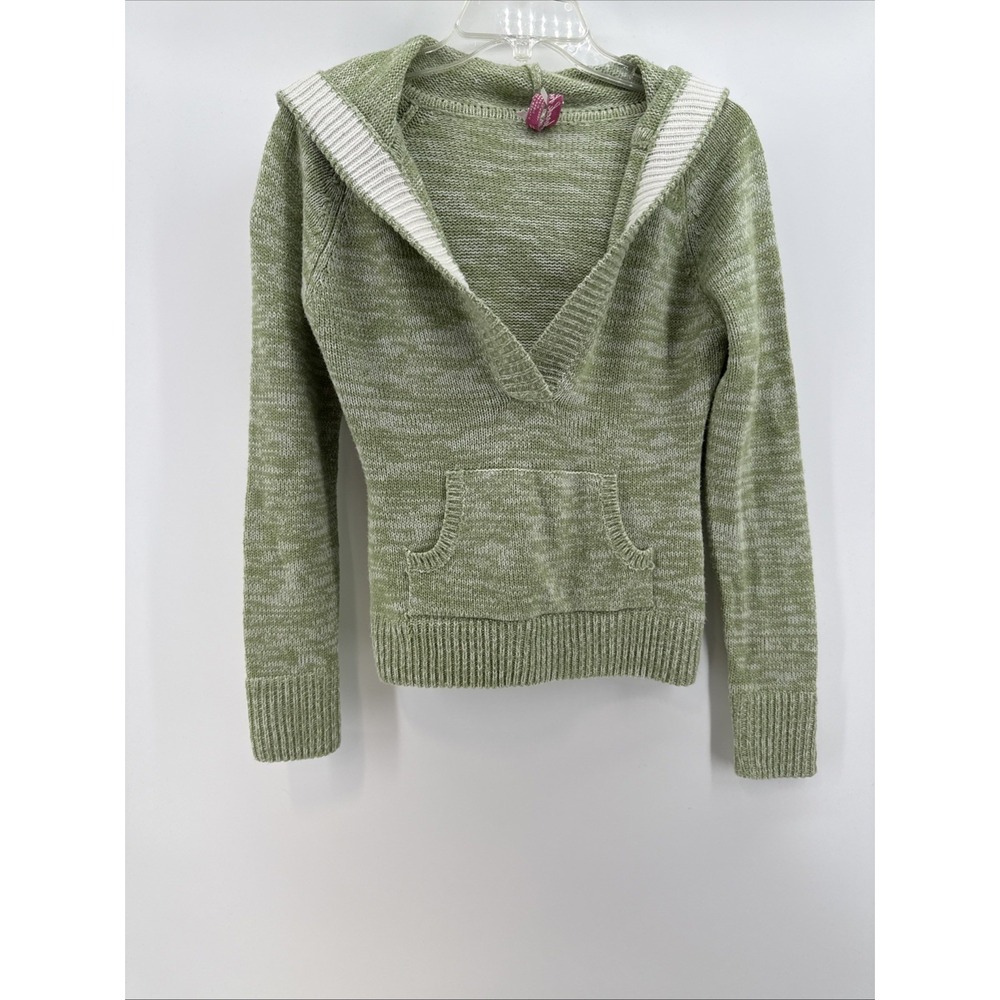 Derek Heart S Juniors Pullover Hooded Sweater Green Long Sleeve Size Medium